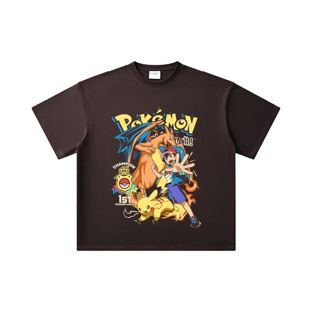 260 GSM Double Yarn 32 Count 100% Cotton Pokemon V1 Print Unisex Heavy Cotton T Shirt