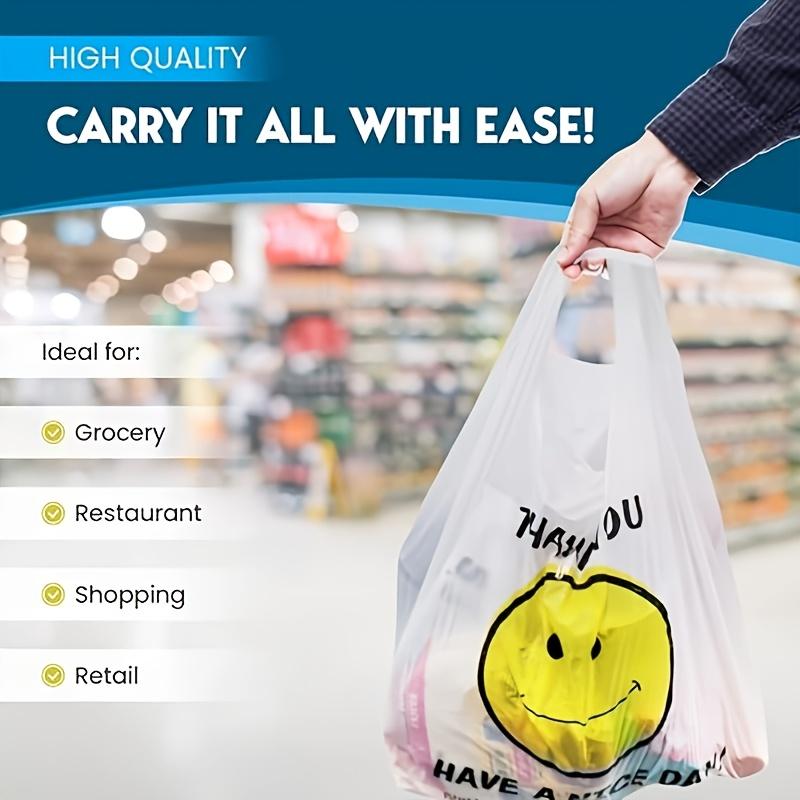 50pcs Reusable Plastic Shopping Bags with Handles - Durable, Spacious & Lightweight - Ideal for Retail, Home, and Grocery Stores, Shopping Bags