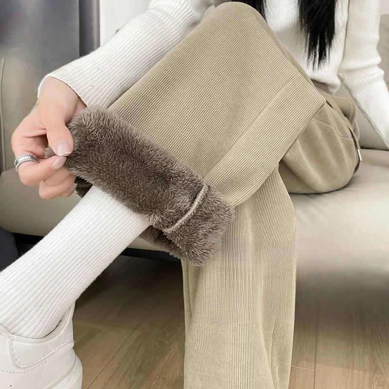 Lamm-Samt-Fleece gefüttert Verdickt Herbst Winter Neu Locker Weitbeinige Hosen Modische Freizeithosen Vielseitiges Design Sensation
