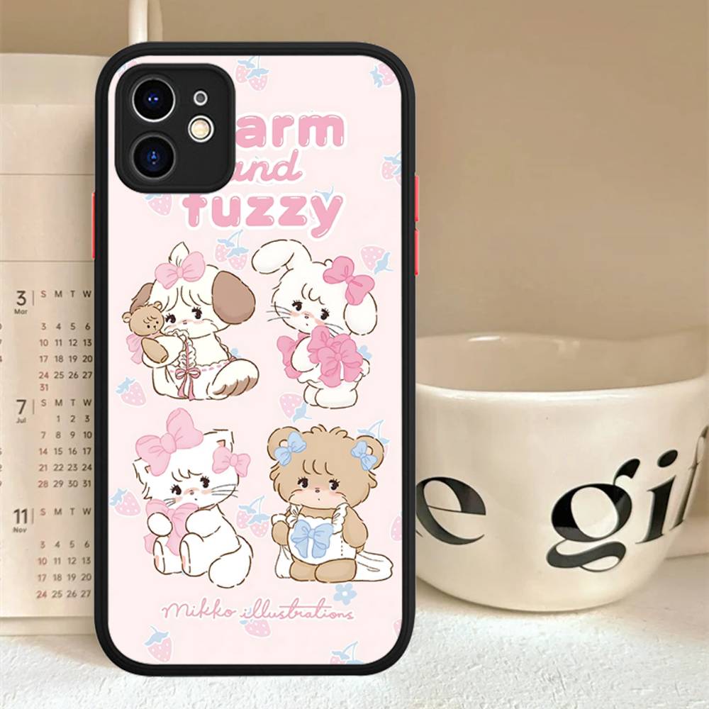

Cute M-Mikko I-Illustrations Phone Cases For IPhone 16 15 14 Plus 13 12 11 Pro Max Matte Oft Bumper Phone Cover iphone 16