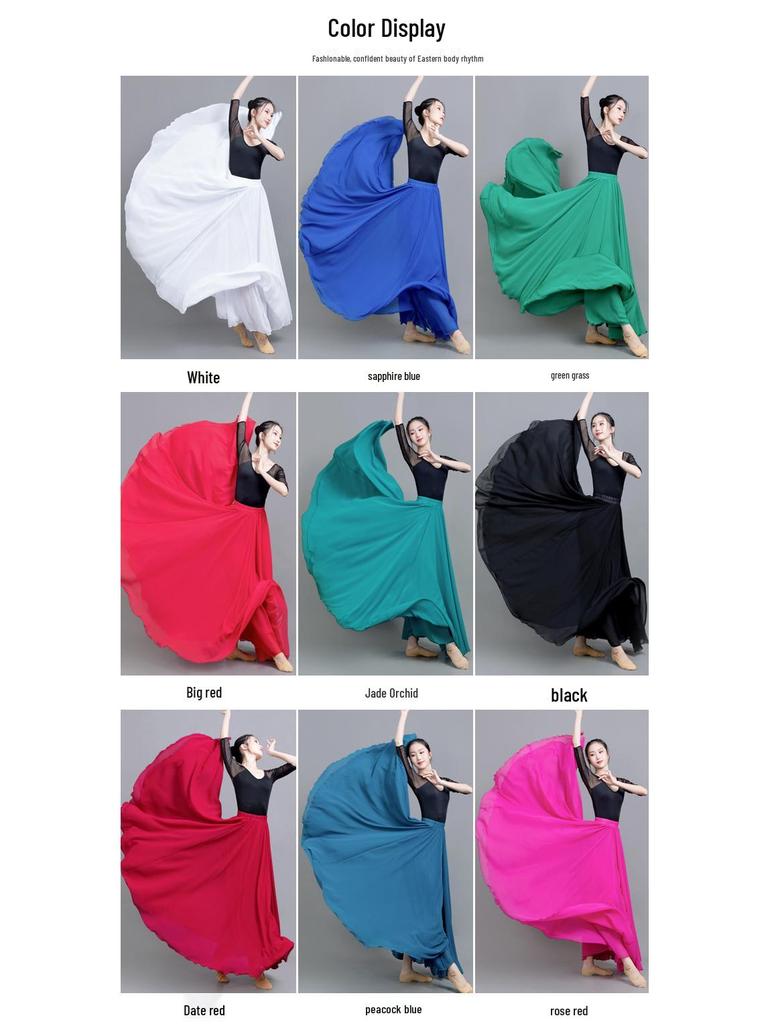 Agent 720° Double Layer Chiffon Dance Skirt for Women - Solid Color Long Midi Skirt