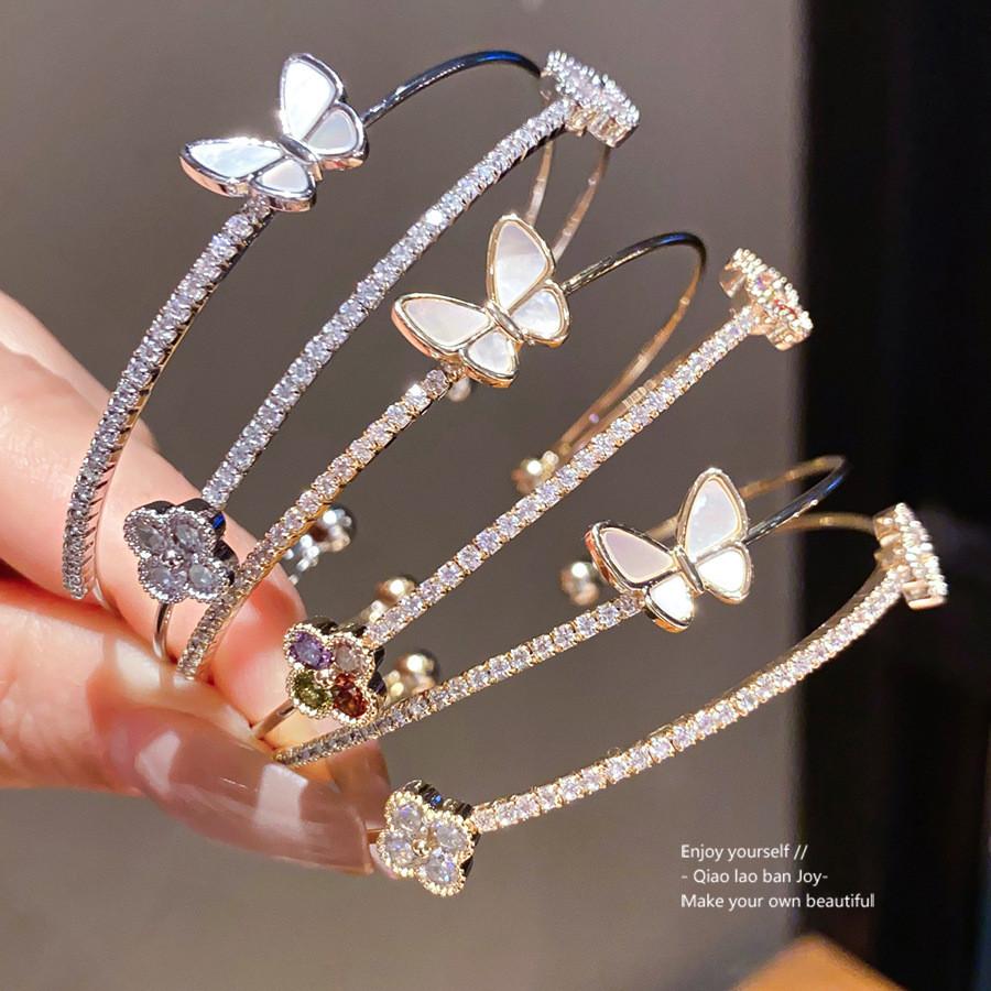 Floral Butterfly Fashion Bracelet With Gold Plating For Women
