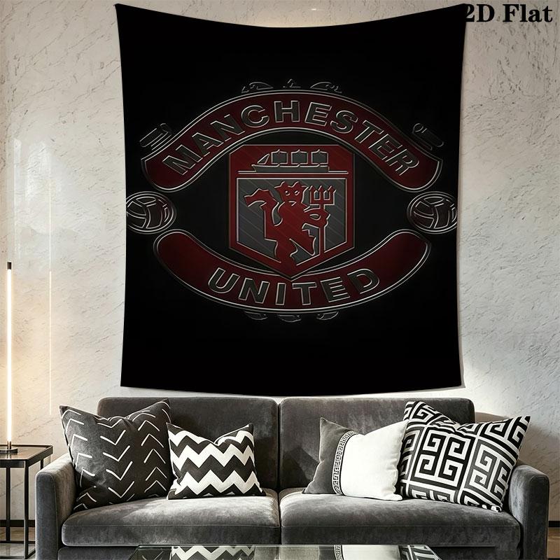 Man Utd M Wall Hanging Printed Fabric Blanket Decorative Tapestries for Bedroom Living Room Home Decor