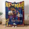 1 Stück Neymar Decke mit individuellem Namen, Geschenk, für Männer und Frauen, Weiche Decke, Gut für Schlafsofa Couch Reisen, Leichte Flanelldecke