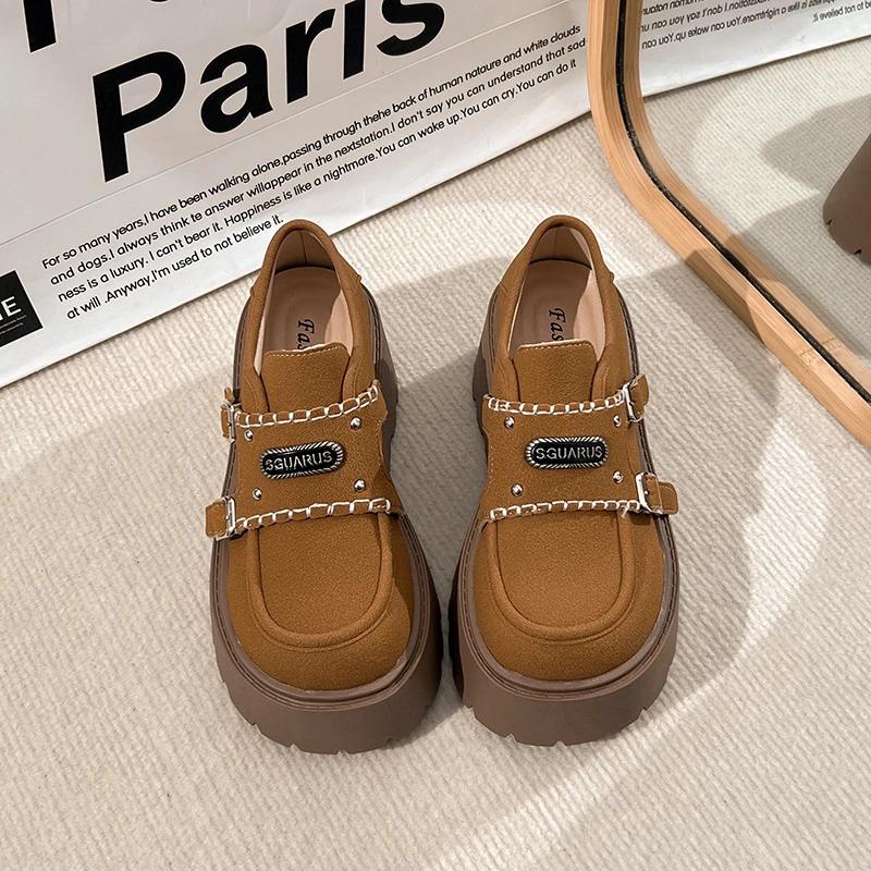Fashion Women's Shoes 2025 Brand Belt Buckle Women's High Heels Hot Sale Round Toe Casual Pumps Swomen New Solid Platform Heels Zapatos