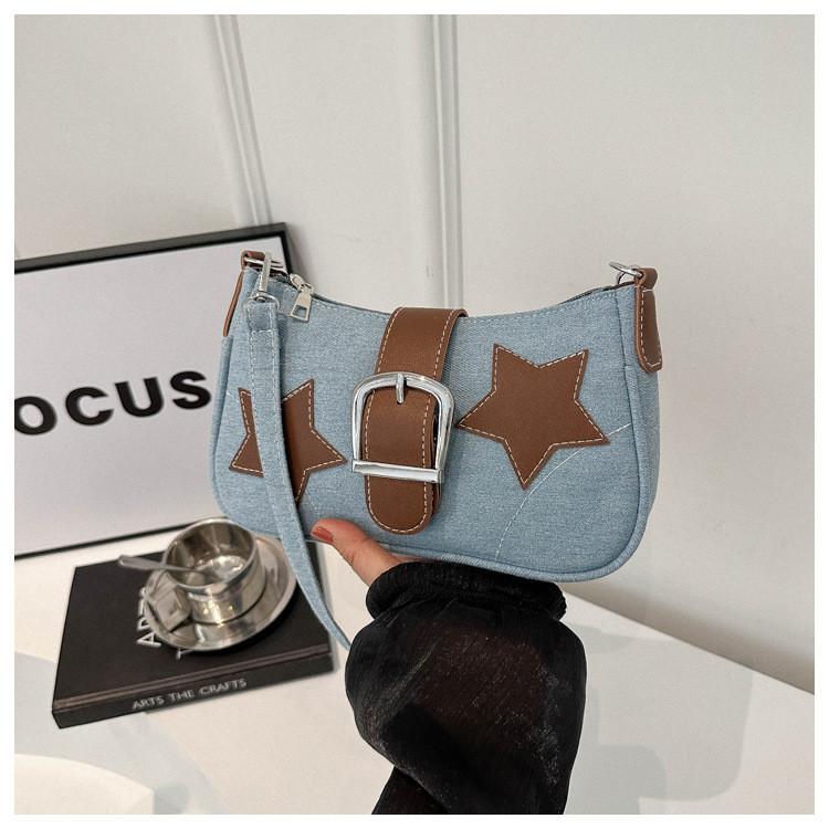 Модная джинсовая сумка через плечо в уличном стиле с нейлоновой подкладкой и магнитной застежкой синий