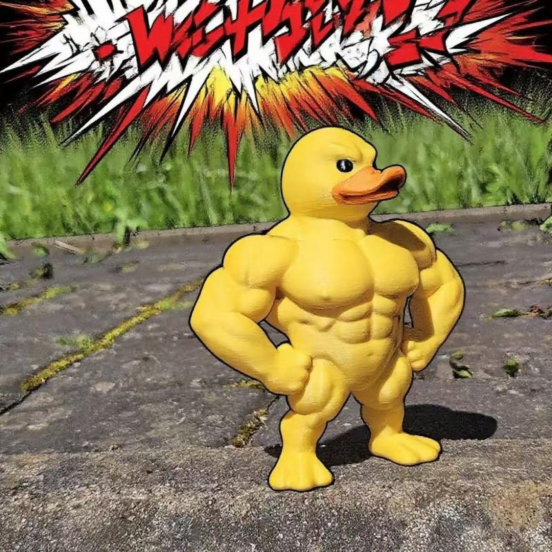 Creative Muscle Duck Statue Craft Duck Ornament Desktop Decoration Muscle Duck Statue 3D Desktop Home Indoor Outdoor Decor