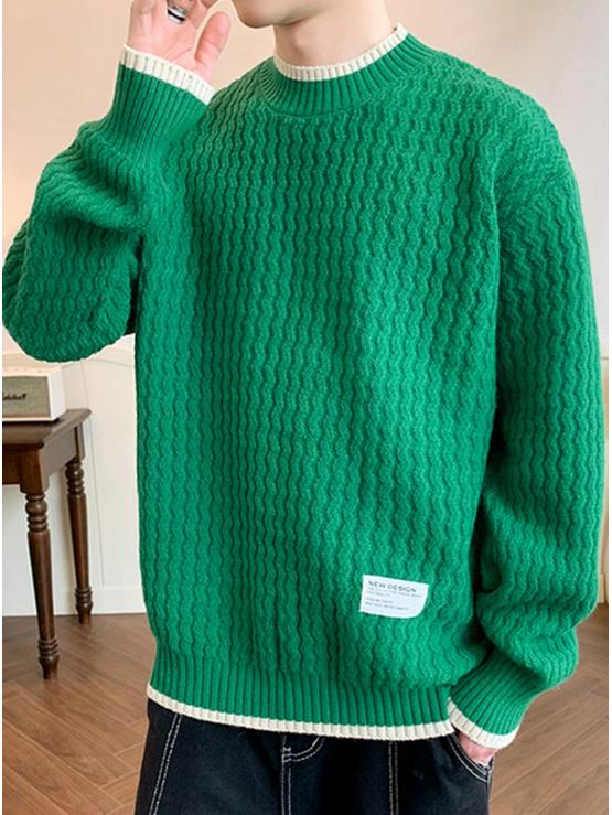Мужской повседневный свитер крупной вязки - Модный тренд осени/зимы XL зелёный