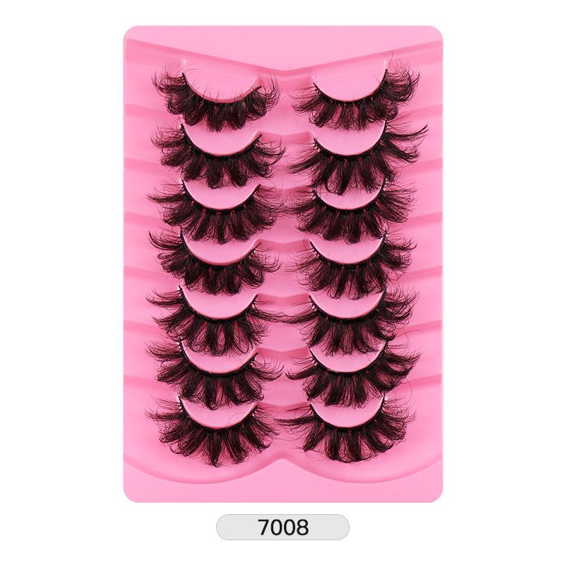 7 Pairs Of Fried Hair High Imitation Mink Hair False Eyelashes Curled Thick Stage Makeup Eyelashes