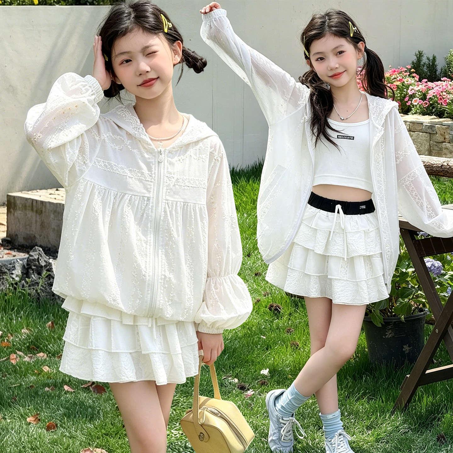 Trendy Girls Korean-Style Lightweight White Sun Protection Jacket - Summer 2026 110 белый