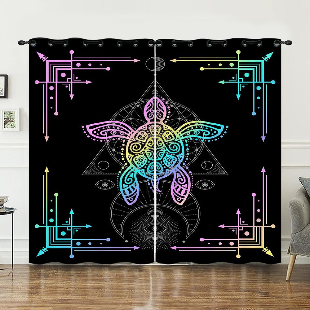 Шторы Иллюстрация Морская жизнь Солнцезащитный экран Цифровая печать Солнцезащитный экран 2pcs*97cm*114cm*2