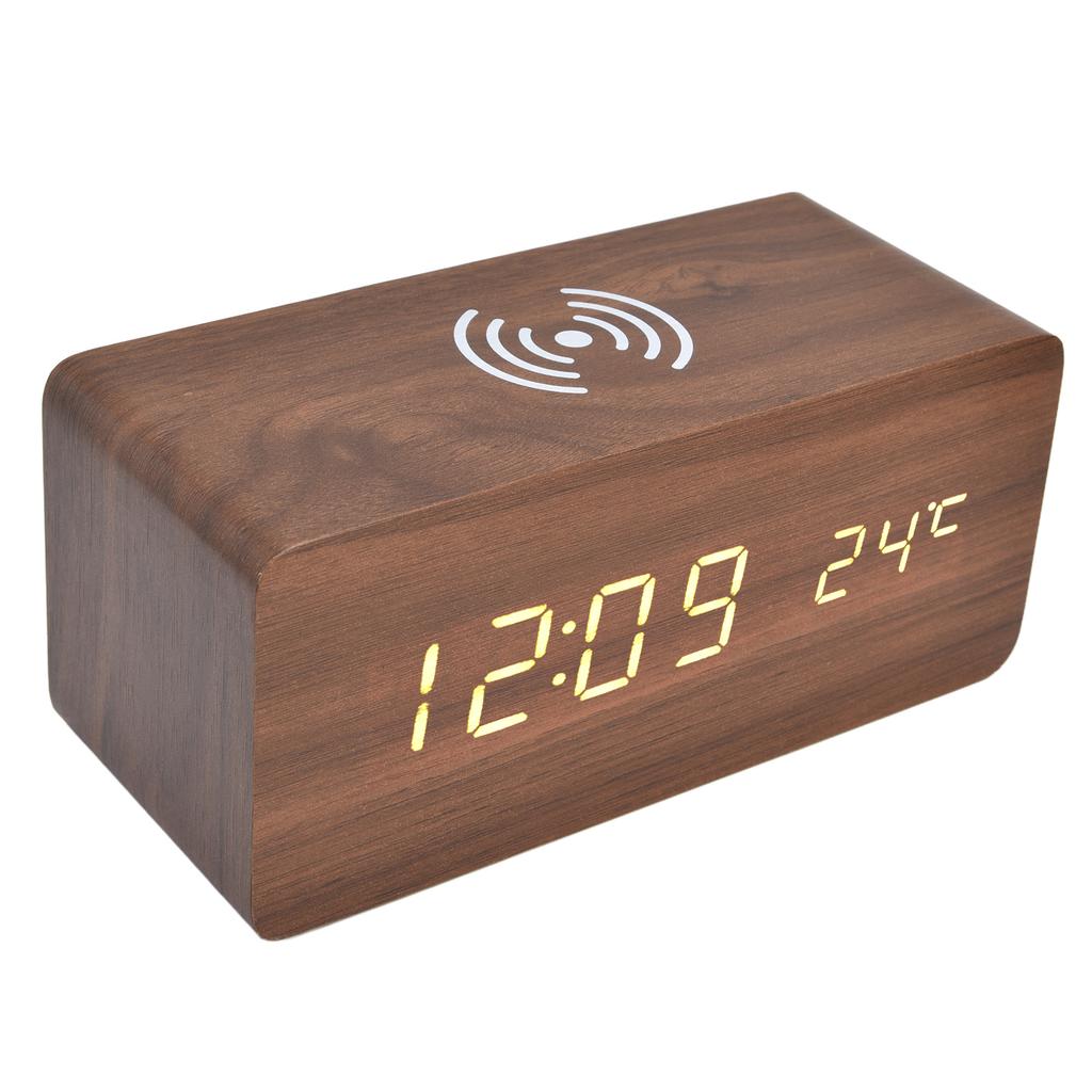 Digital Alarm Clock Wireless Charging Automatic Temperature Detection Safe Stable LED Electronic