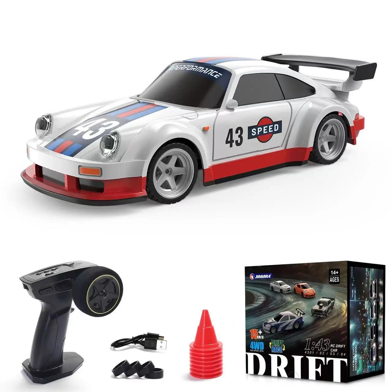 

1/43 RC Drift Car with Gyro 15km/h High Speed Racing Vehicle 2.4G Remote Control Drifting Cars with LED Lights Toys for Children белый