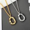 Niche Design Concave-convex Oval Geometric 925 Sterling Silver Jewelry Personality O-shaped Female Pendant Necklaces TYB369