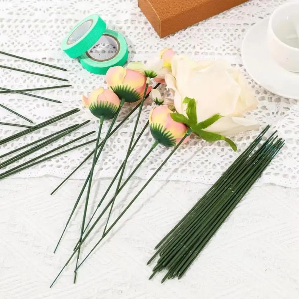 100Pcs Green Flower Stem Iron Wire Crafts DIY Handmade Simulation Plant Stem Manual Accessory Material Artificial Flower Stem