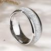 4mm 6mm 8mm Silver Color Stainless Steel Wedding Rings for Men Women Dome Polished Meteorite Inlay Couple Rings Men Wedding Band