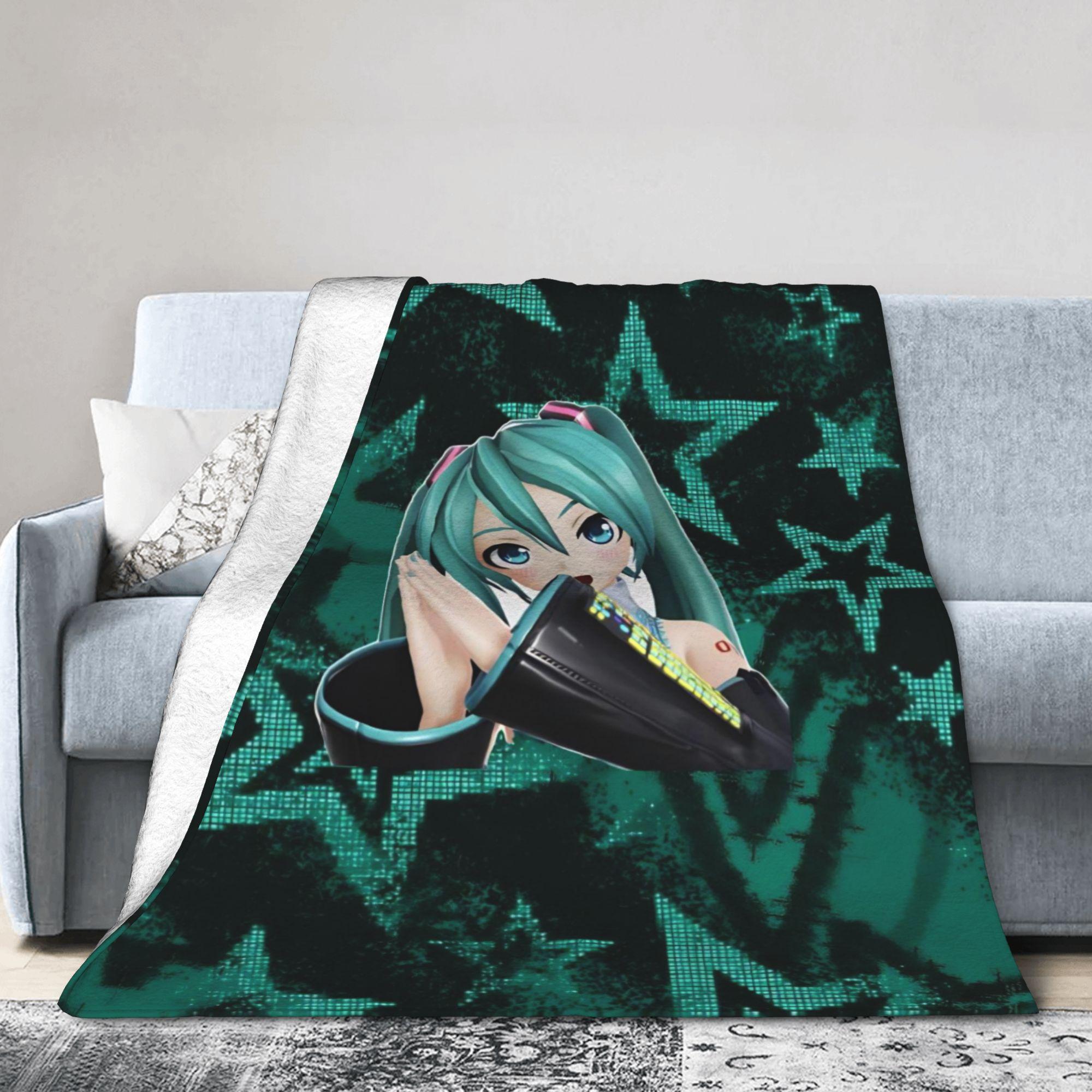 Anime Hatsunes Mikus Blanket Flannel Summer Breathable Lightweight Thin Throw Blanket for Bedding Bedroom Rug Piece 75X95CM