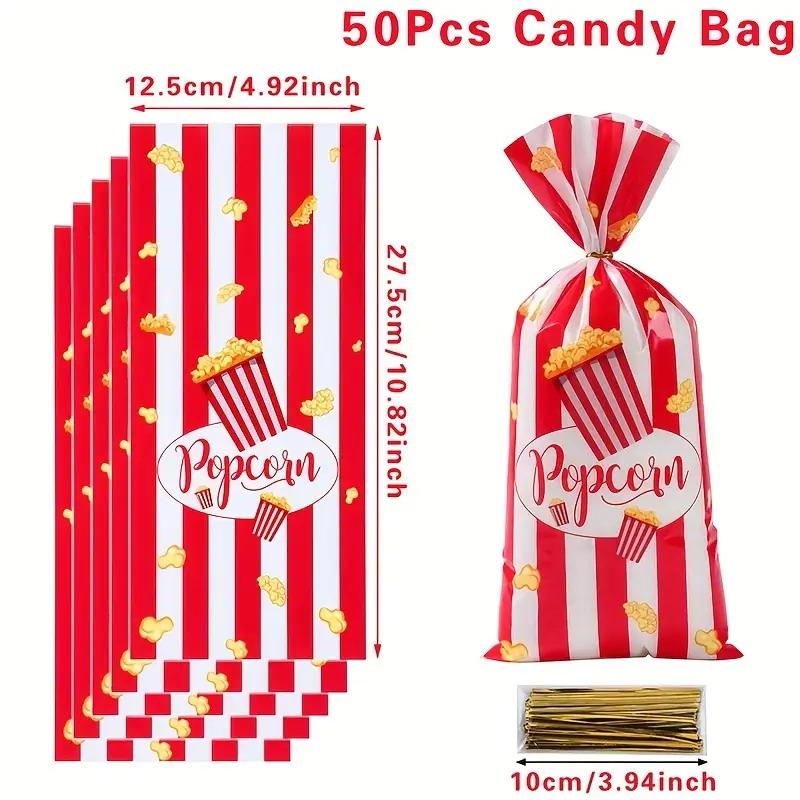 25/50/100 Buc Pungi Ambalaj Popcorn Pungi cu Dungi de Carnaval Cupe Portabile pentru Alimente Pungi pentru Gustări Mini Recipiente pentru Delicii Consumabile pentru Petrecere