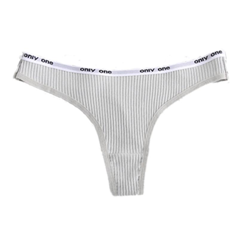 Tanga din bumbac cu nervuri cu talie joasă pentru femei - Distractiv, Sexy, Mărime europeană, Dispoziție seducătoare