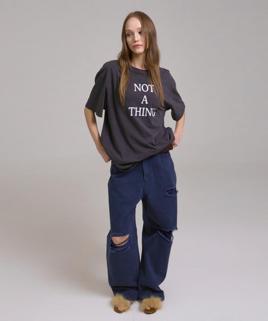 SSIN AND LEE Not A Thing Pinched T-Shirt Charcoal