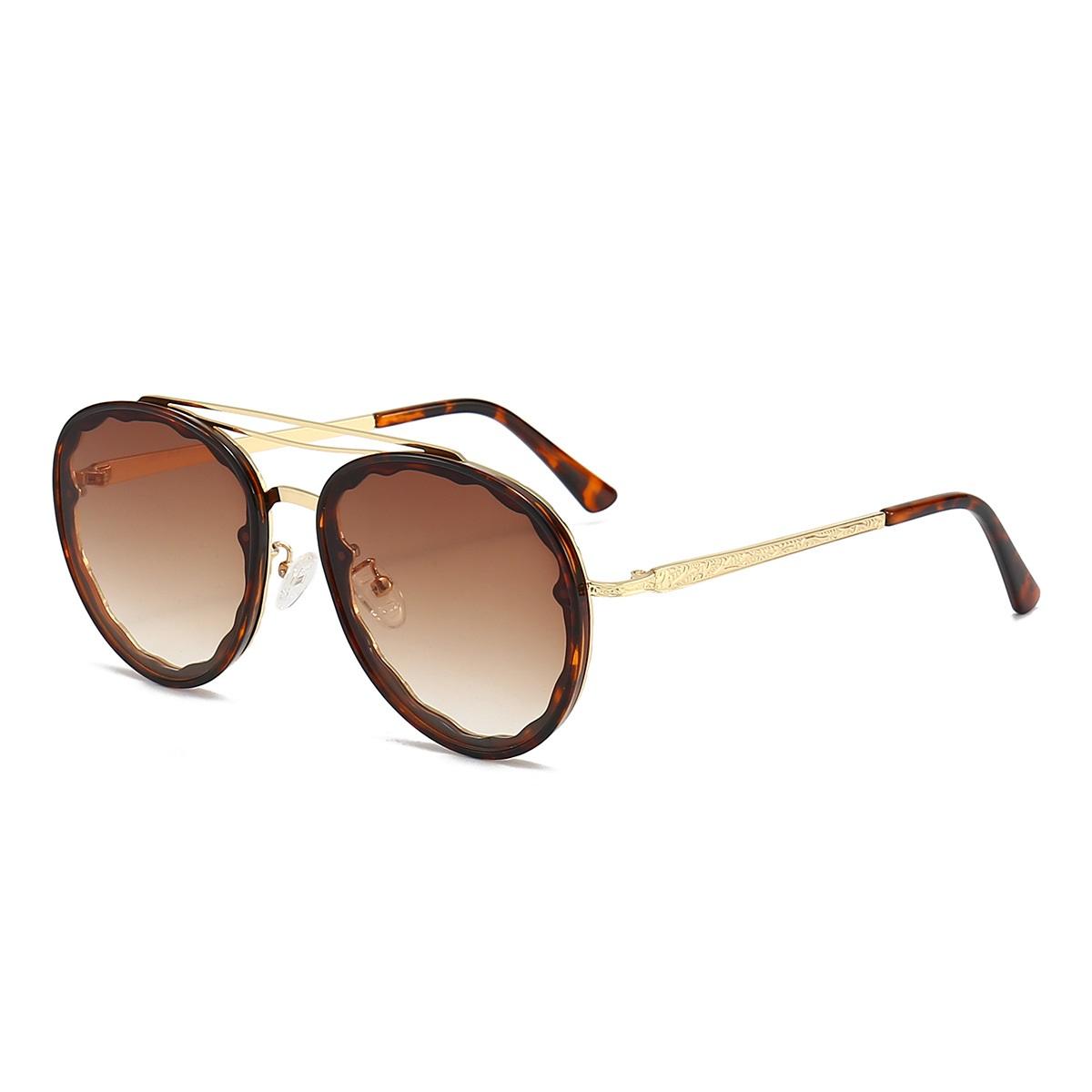 

New Fashion Pilot Sunglasses Women Men Luxury Sun Glasses For Female Vintage Lady Gradient Shades UV400 Oculus as picture леопардовый