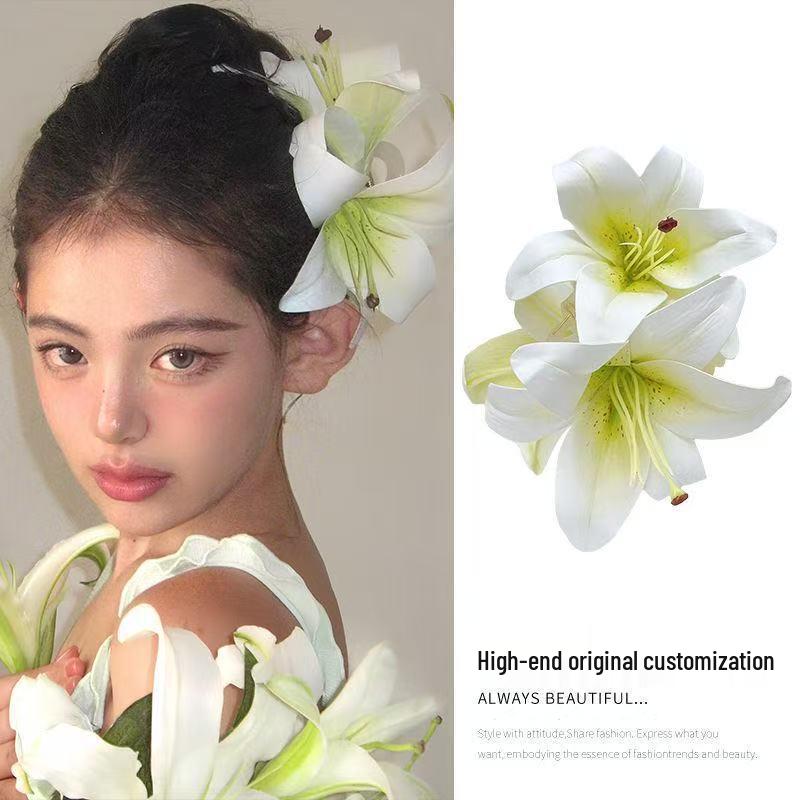 Seaside Atmosphere Lily Flower Hair Clip for Women - Vacation Style Accessory