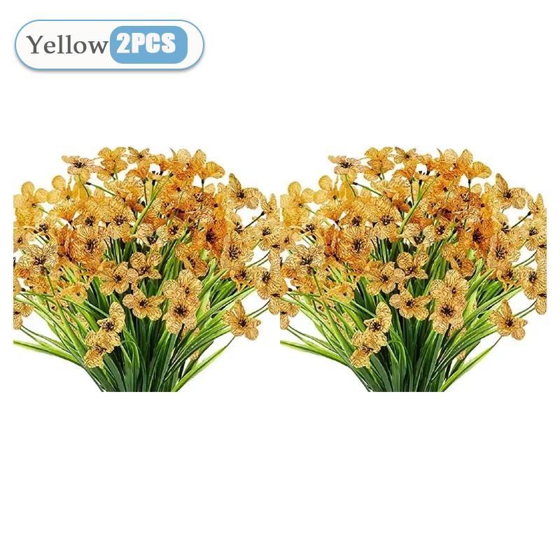 2-16PCS Artificial Flowers UV Resistant Faux Plastic Shrubs Plants Outdoor Garden Patio Porch Home Wedding Farmhouse Decorations