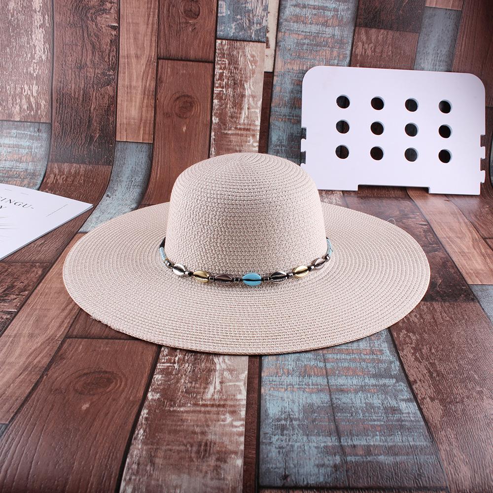 Summer Beach European and American Wind Along Dome Ladies Straw Hat Travel Vacation Adjustable Sunscreen Shade Beach Hat