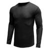 Maglietta a maniche lunghe con girocollo da uomo, tinta unita, casual, strato base