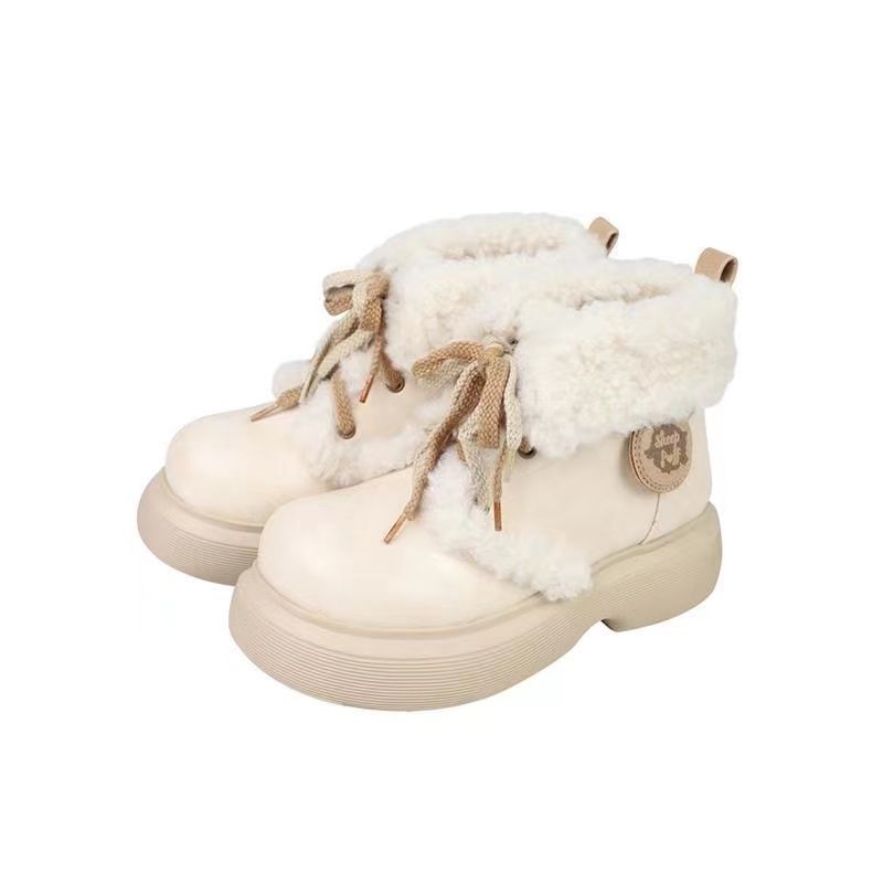 Warm Lamb Wool White Snow Boots Women's Winter 2025 Fleece Thickened Cute Soft Girl Fashion Short Boots