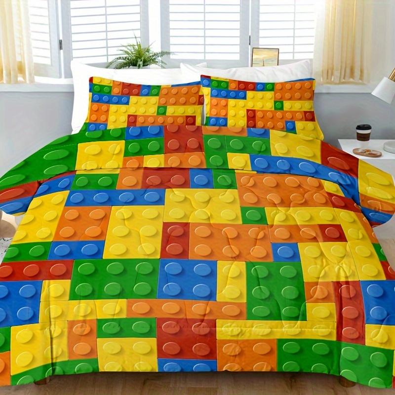 Building Block Bedding Set 3D Printed Duvet Cover Set Single Twin Double Size Home Decor Duvet Cover Set Birthday Gift For Kids