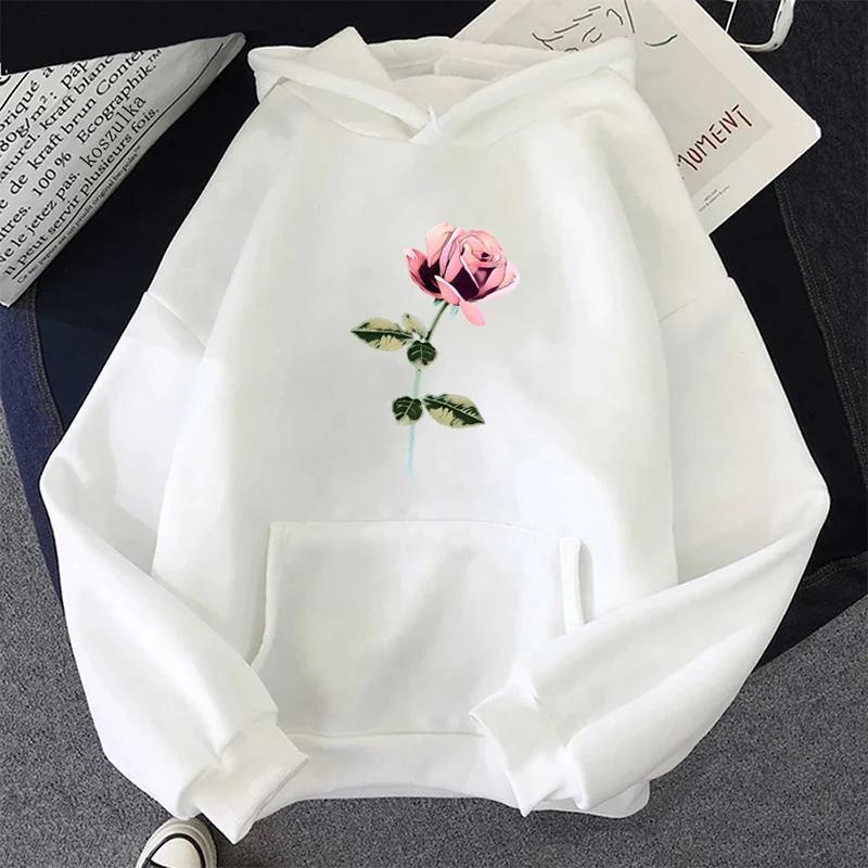 Flower Printing Womens Sweatshirts Home Casual Hoodies 2025 Fashion Pullover Tops Street Autumn Winter Hot Sales Woman Clothing