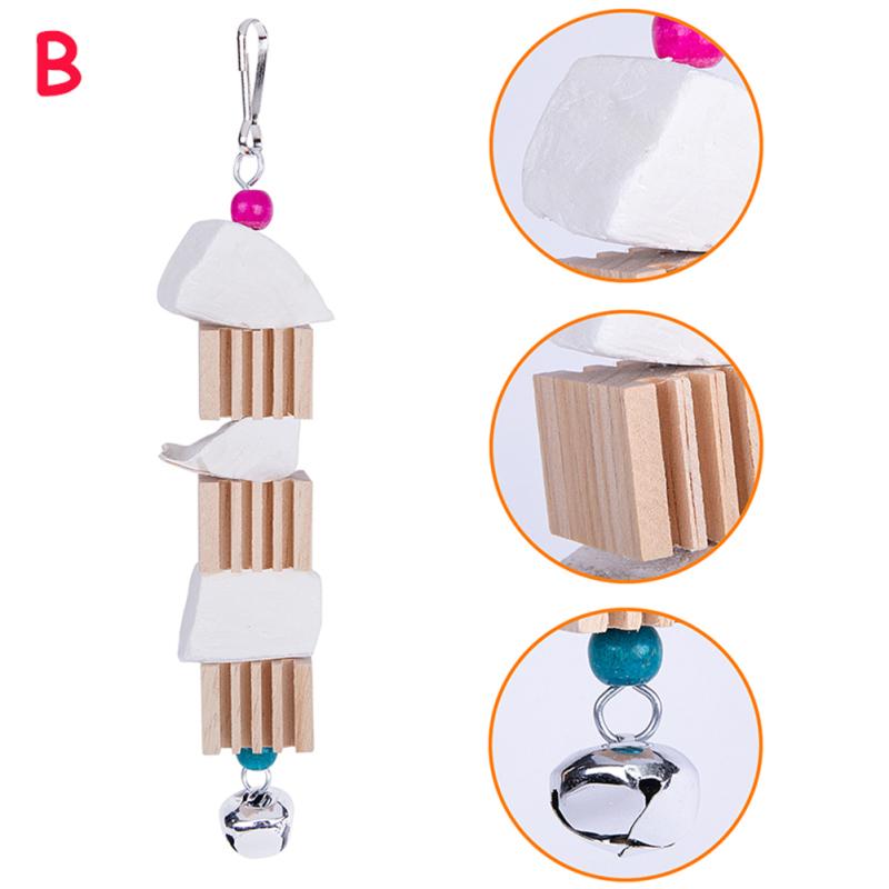 3pcs Parrot Natural Wooden Chewing Bite Toys With Cuttlefish Bone Rattan Ball Corncob Bird Supplies