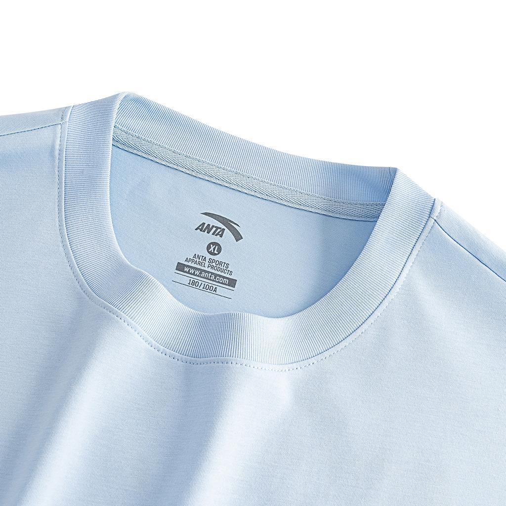 Anta Lifestyle Series Short Sleeve Knitted Shirt Summer T-Shirt Unisex Tops Sky-Blue 972628118-5