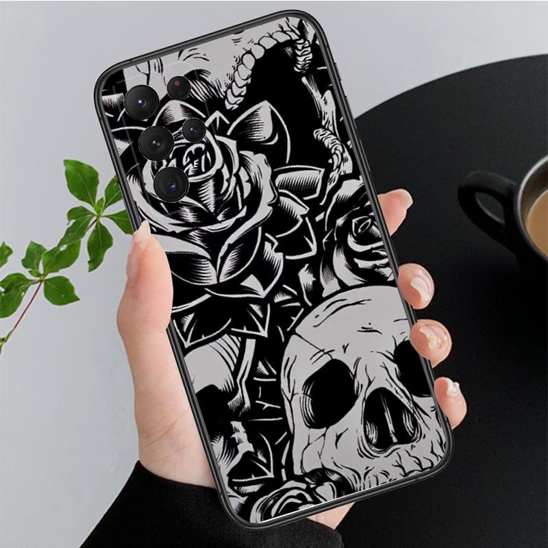 Phone Case for Samsung Galaxy A35 A55 A54 A15 A25 A05s A05 A22 A24 A52 A33 A34 M34 M14 M54 M23 Skull Rose Butterfly Case Funda