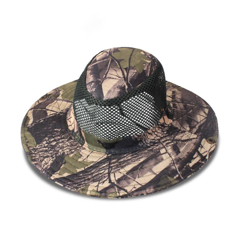 Updated Tactical Camouflage Male Bucket Hat Breathable Mesh 9cm Brim Sun Hat Male Foldable Outdoor Jungle Hunt Camping Angling  Practical Use