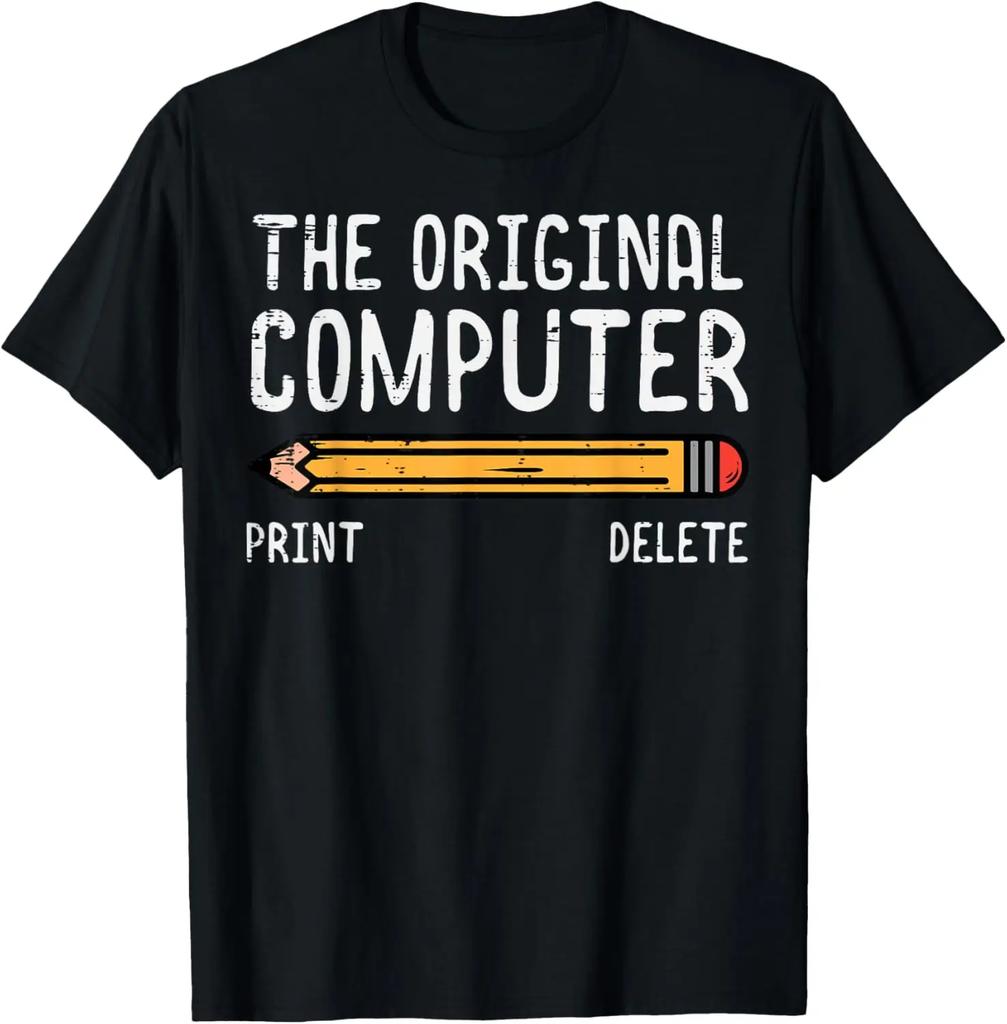 Funny and Satirical Computer Programmer Pencil Pattern Tshirt Print Tshirt Women Clothing Fashion Summer Streetwear Personality