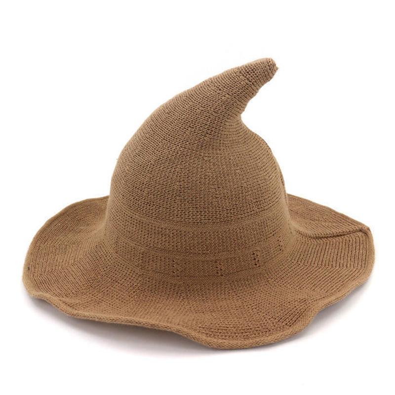 

Винтажная женская шляпа ведьмы на Хэллоуин, костюм из хлопковой пряжи, шляпа для вечеринки, косплей, маскарадная шляпа, украшение на праздник, аксессуары хаки