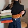 Sweater Women's Turtleneck and Velvet Knitwear Pullover Pure Color Korean Fluffy Trending Sweater Autumn and Winter Top