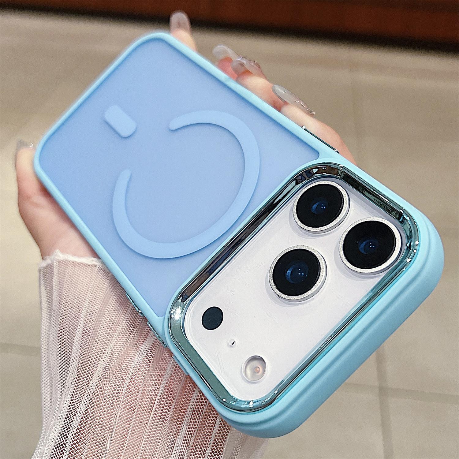 

Delicate luxury Matte Translucent Frosted Case For iPhone 17 Air 17 ProMax 17 Pro For Magsafe Magnetic Wireless Charge Cover For iPhone 17 небо синє кольору