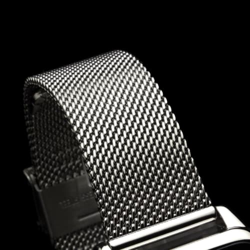 Salvatore Mara Watch Moon Phase Square Square Multi Calendar Business Formal Men's Stainless Steel Mesh Belt Limited Model Silver White SM24112-SSWHM