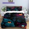 Cat Head Pattern Bedding Quilt Set  Home Decoration  Gift (1 * duvet cover + 2 * pillowcase  without core)