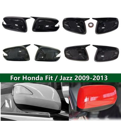 For Honda Fit Jazz 2009 2010 2011 2012 2013 Car Rearview Side Mirror Cover Wing Cap Exterior Door Housing Trim Adhesive Sticker