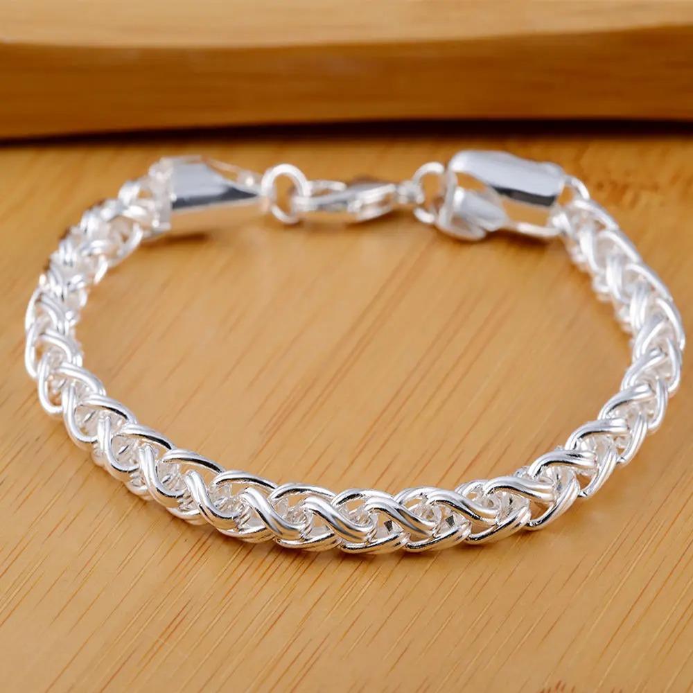 925 Silver Twisted Rope Bracelet 4MM Unisex Chain Fashion Jewelry for Women Men High Quality Durable