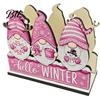 Kitchen Bar Counter Decoration Wooden Christmas Napkin Holder, Gnome/Christmas Tree/Snowman Shape, Pink Solid Wood Dispenser Stable Organizer