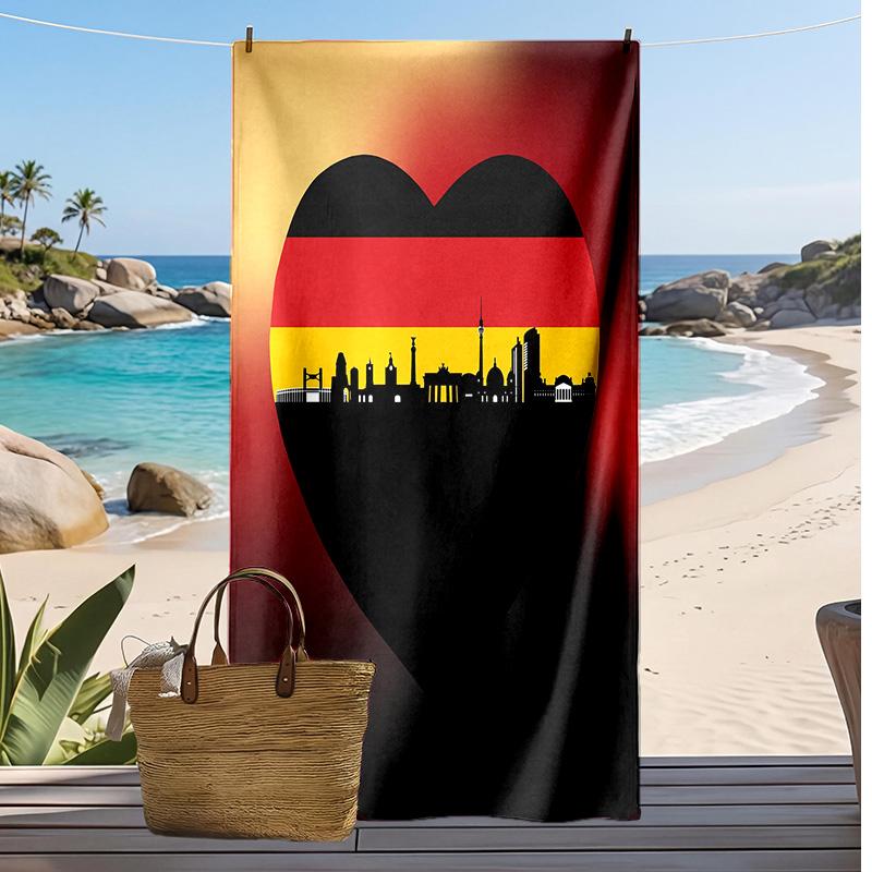 Asciugamano da Spiaggia Stampa Calcio Germania Asciugatura Rapida Super Assorbente Morbido Asciugamano da Bagno per Nuoto Spiaggia Viaggio Souvenir Regalo per Fan