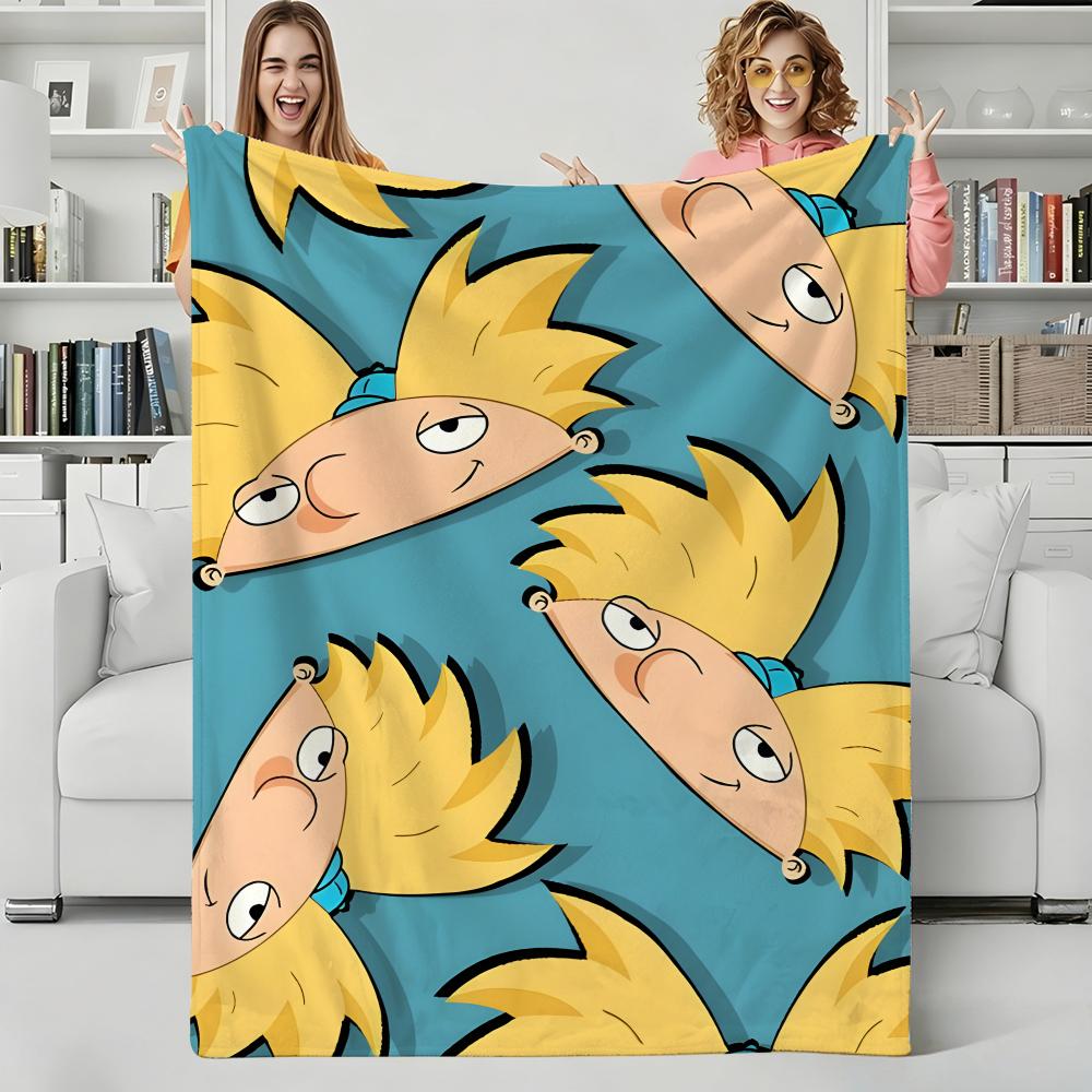 Cartoon H-Hey Arnoldss Throw Flannel Blanket Perfect for Sofa Office Bed Travel Sleep Read Relax Camping four season use