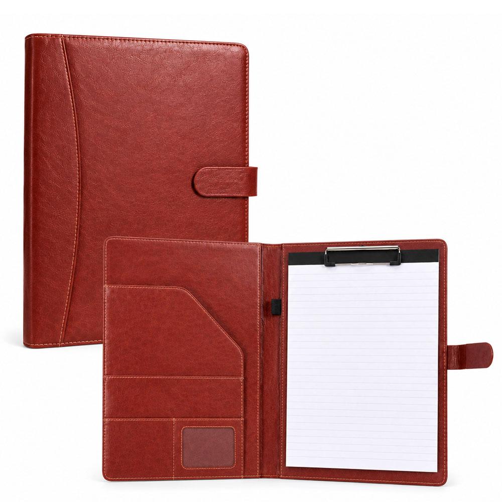 1-pack A4 leather folder/business manager folder, magnetic clasp design, with storage function and note pad