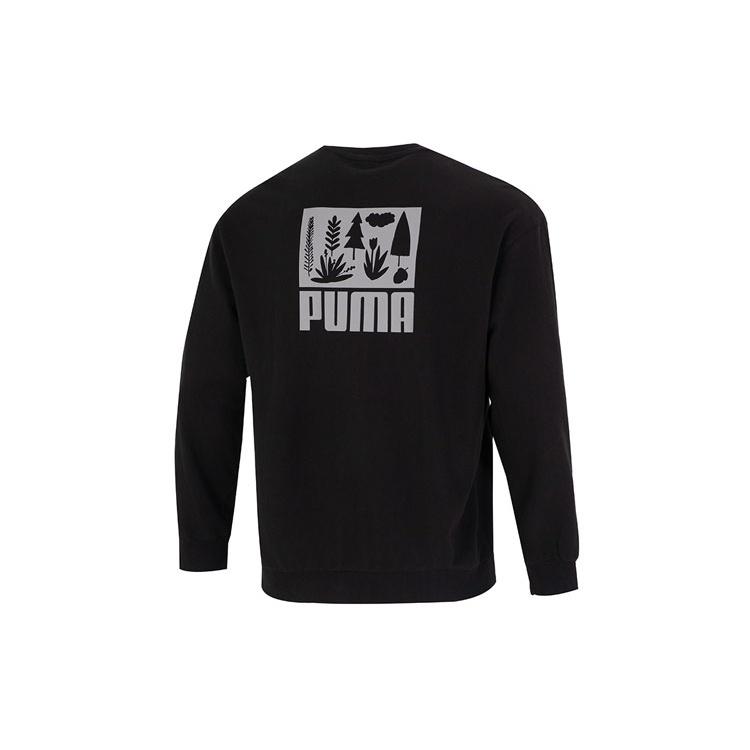 PUMA Logo Crew Neck Sweatshirt  Black  Men s 538780-01 L