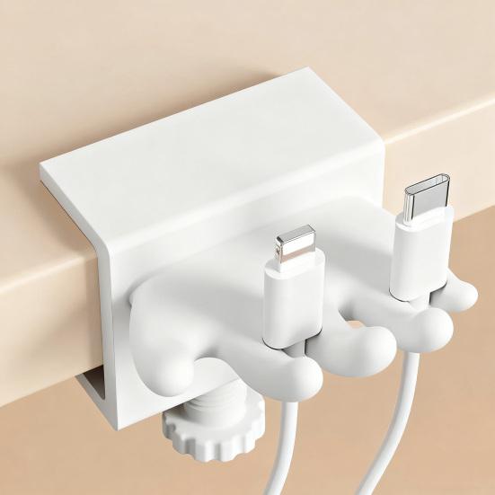 Data Cable Storage Clip Cord Organizer Holder with Adjustable Desk Clamp Cable Management Wire Holder for Home Office Desk Use